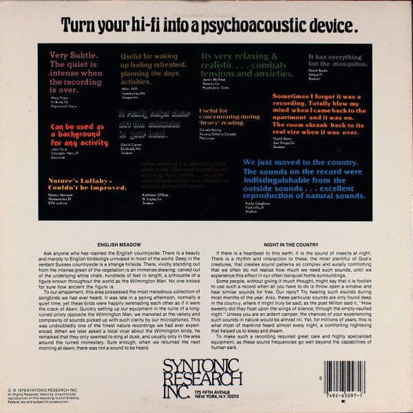 No Artist : Environments (The Magic of Psychoacoustic Sound - Disc 10) (LP,Quadraphonic)