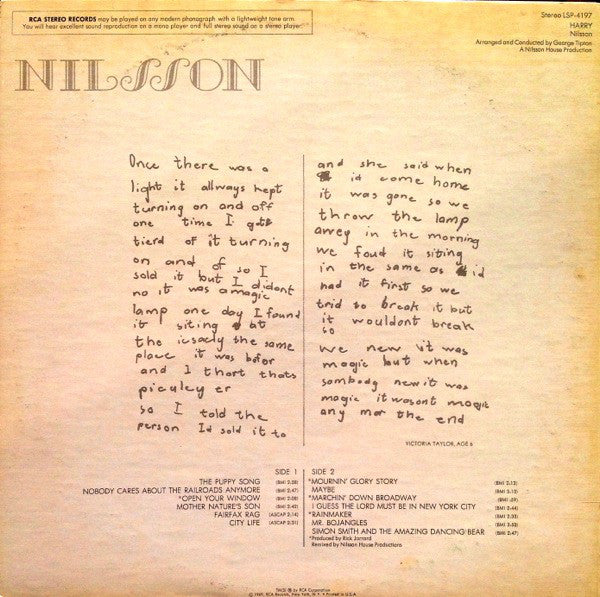 Harry Nilsson : Harry (LP,Album)