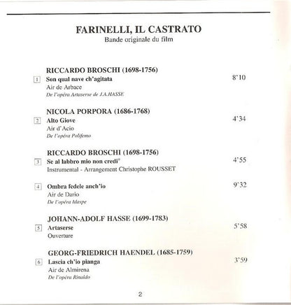 Christophe Rousset : Farinelli, Il Castrato (Bande Originale Du Film - Original Motion Picture Soundtrack) (Album)