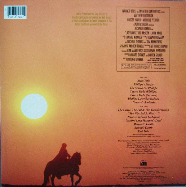 Andrew Powell & Philharmonia Orchestra : Ladyhawke (Original Motion Picture Soundtrack) (LP,Album)
