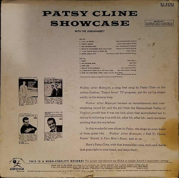 Patsy Cline : Patsy Cline Showcase (LP,Album,Reissue,Mono)