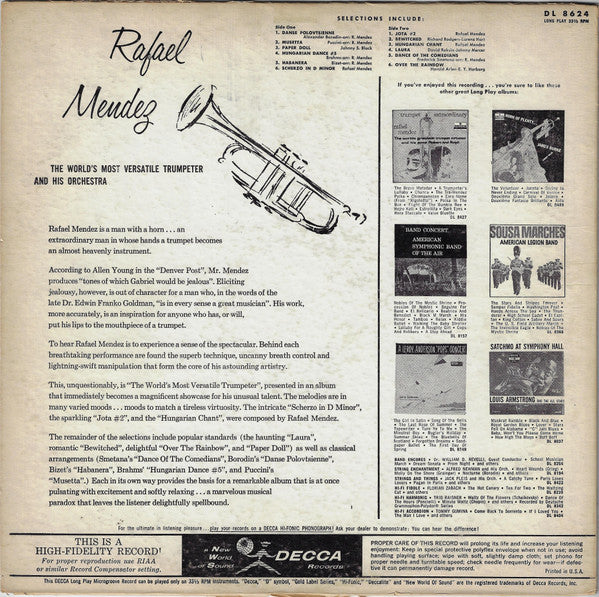 Rafael Mendez And His Orchestra : The World's Most Versatile Trumpeter (LP,Reissue,Mono)