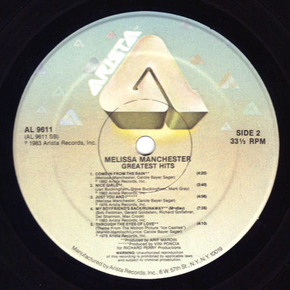 Melissa Manchester : Greatest Hits (LP,Compilation,Stereo)
