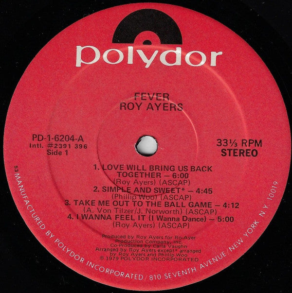 Roy Ayers : Fever (LP,Album,Stereo)