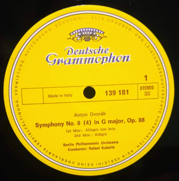 Antonín Dvořák, Berliner Philharmoniker, Rafael Kubelik : Symphonie Nr. 8 (4) (LP,Stereo)