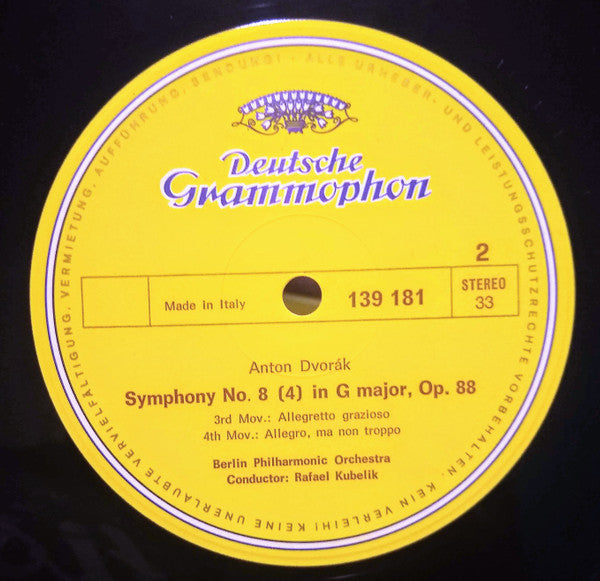 Antonín Dvořák, Berliner Philharmoniker, Rafael Kubelik : Symphonie Nr. 8 (4) (LP,Stereo)