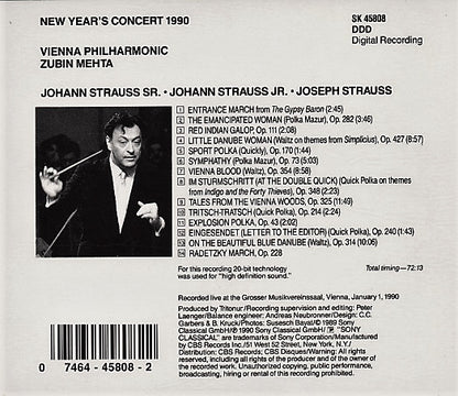 Zubin Mehta, Wiener Philharmoniker : New Year's Concert 1990 (Album)