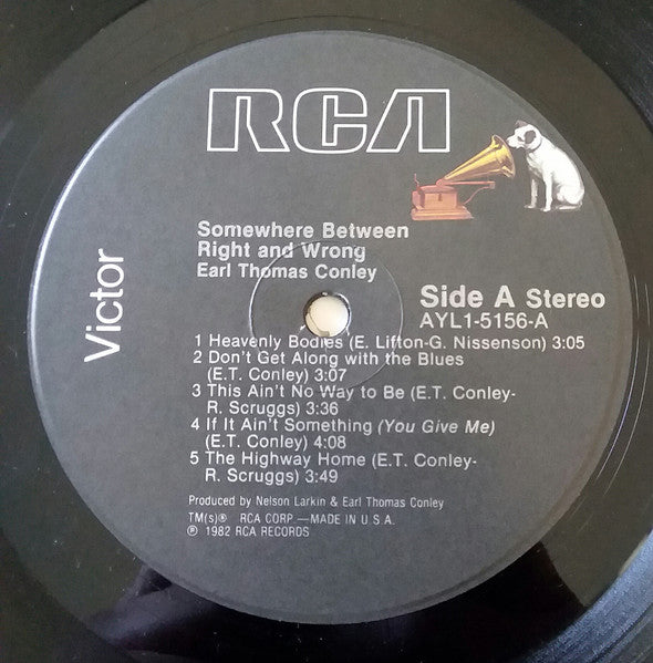 Earl Thomas Conley : Somewhere Between Right And Wrong (LP,Album,Reissue,Stereo)