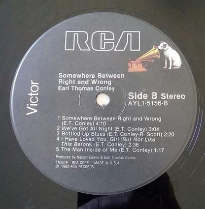 Earl Thomas Conley : Somewhere Between Right And Wrong (LP,Album,Reissue,Stereo)