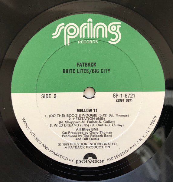 Fatback Band, The : Brite Lites, Big City (LP,Album)