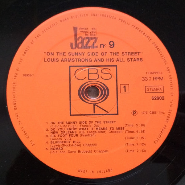 Louis Armstrong And His All-Stars : On The Sunny Side Of The Street (LP,Compilation,Mono)