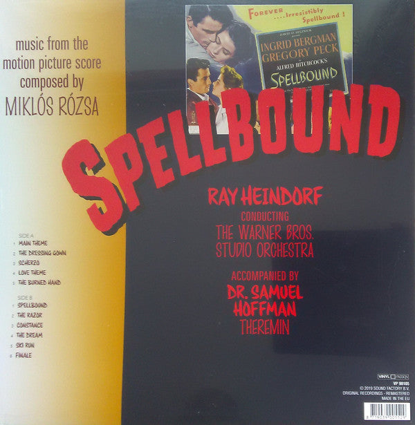 Ray Heindorf Conducting Warner Bros. Studio Orchestra, The Accompanied By Dr. Samuel J. Hoffman, Miklós Rózsa : Alfred Hitchcock's Spellbound (LP,Album,Limited Edition,Reissue,Remastered)