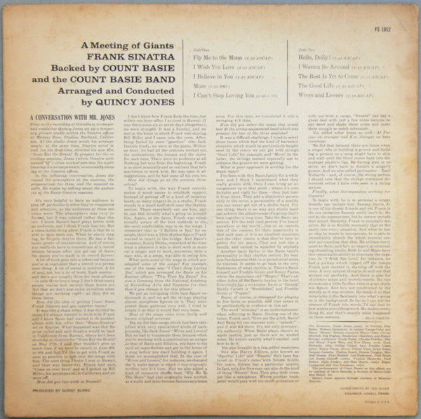 Frank Sinatra • Count Basie Orchestra Arrangements By Quincy Jones : It Might As Well Be Swing (LP,Album,Stereo)