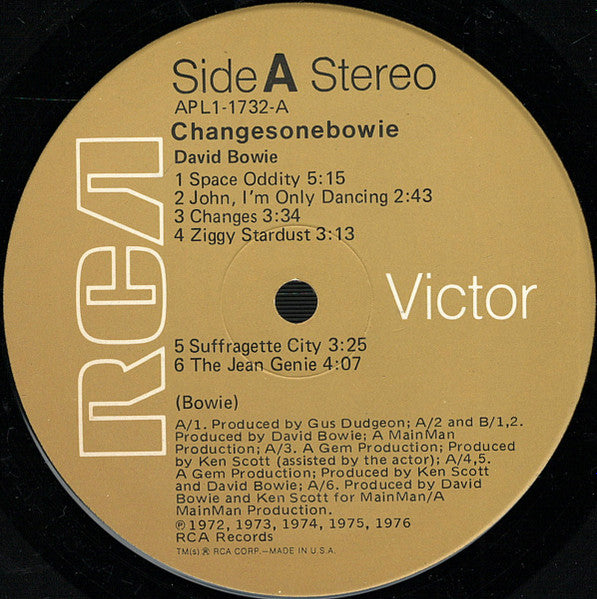 David Bowie : ChangesOneBowie (LP,Compilation,Stereo)