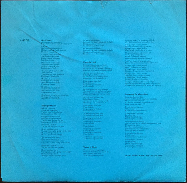 Accept : Metal Heart (LP,Album)