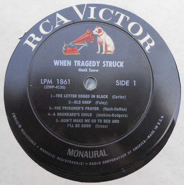Hank Snow : When Tragedy Struck (LP,Album,Repress,Mono)