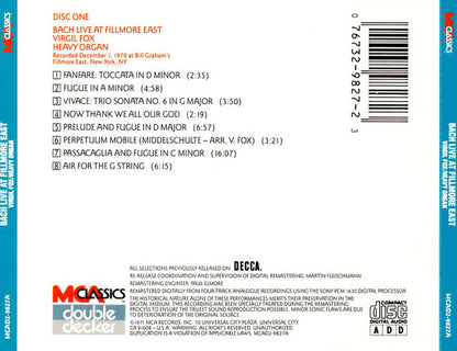 Virgil Fox : Bach Live At Fillmore East (Reissue,Remastered)