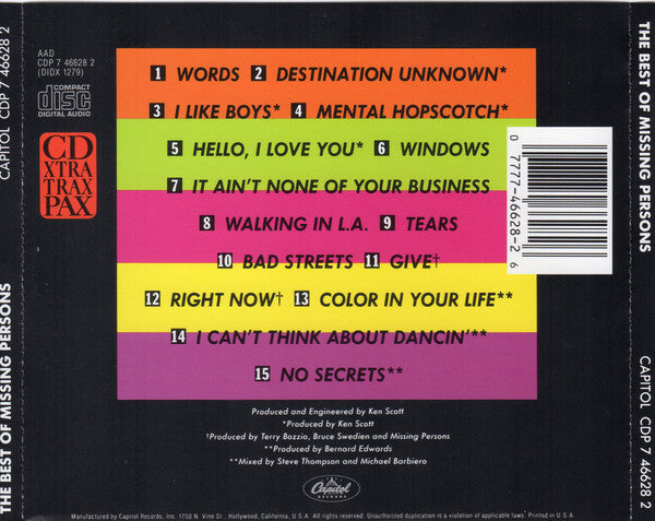 Missing Persons : The Best Of Missing Persons (Compilation,Reissue,Remastered,Stereo)
