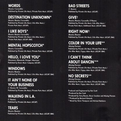 Missing Persons : The Best Of Missing Persons (Compilation,Reissue,Remastered,Stereo)
