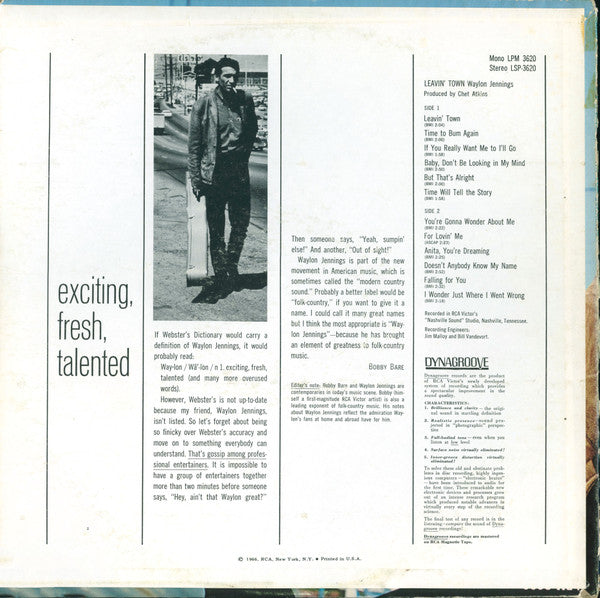 Waylon Jennings : Leavin' Town (LP,Album,Reissue,Stereo)