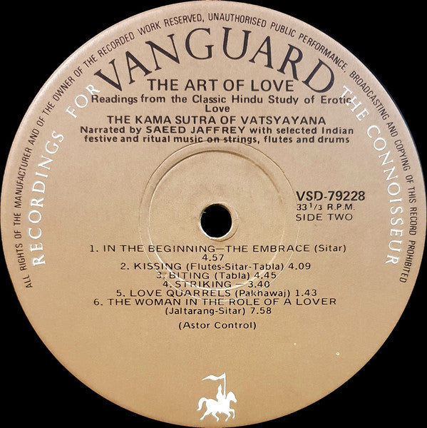Saeed Jaffrey : The Art Of Love - Readings From The Classic Hindu Study Of Erotic Love The Karma Sutra Of Vatsyayana (LP)