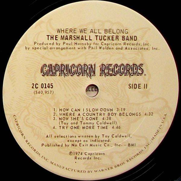 The Marshall Tucker Band : Where We All Belong (LP,Album)