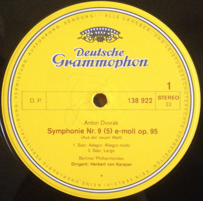 Antonín Dvořák ‧ Berliner Philharmoniker ‧ Herbert von Karajan : Symphonie Nr. 9 (5) E-Moll Op. 95 "Aus Der Neuen Welt" (LP,Stereo)