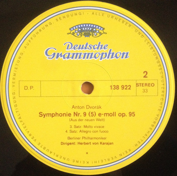 Antonín Dvořák ‧ Berliner Philharmoniker ‧ Herbert von Karajan : Symphonie Nr. 9 (5) E-Moll Op. 95 "Aus Der Neuen Welt" (LP,Stereo)