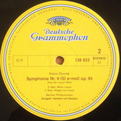 Antonín Dvořák ‧ Berliner Philharmoniker ‧ Herbert von Karajan : Symphonie Nr. 9 (5) E-Moll Op. 95 "Aus Der Neuen Welt" (LP,Stereo)