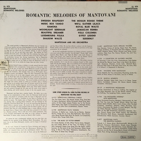 Mantovani And His Orchestra : Romantic Melodies (LP,Album)