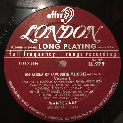 Mantovani And His Orchestra : Romantic Melodies (LP,Album)