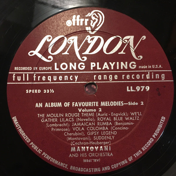 Mantovani And His Orchestra : Romantic Melodies (LP,Album)