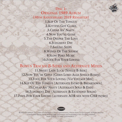 Whitesnake : Slip Of The Tongue (30th Anniversary Remaster MMXIX) (Deluxe Edition)