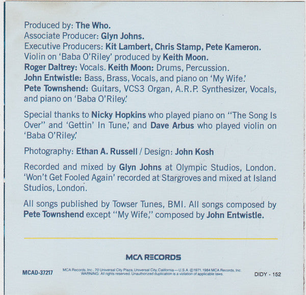 Who, The : Who's Next (Album,Club Edition,Reissue)