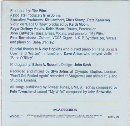 Who, The : Who's Next (Album,Club Edition,Reissue)
