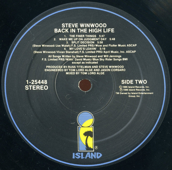 Steve Winwood : Back In The High Life (LP,Album,Stereo)