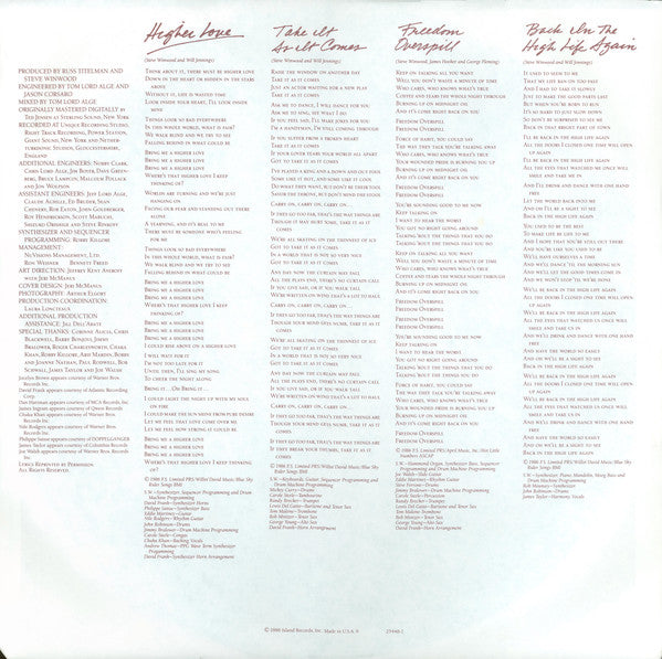 Steve Winwood : Back In The High Life (LP,Album,Stereo)