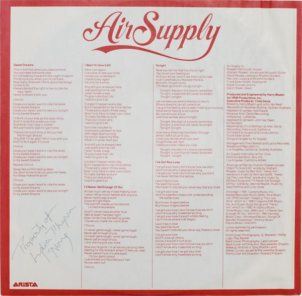 Air Supply : The One That You Love (LP,Album)