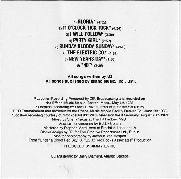 U2 : Under A Blood Red Sky (Live) (Album,Club Edition,Reissue)