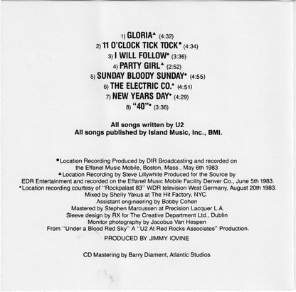 U2 : Under A Blood Red Sky (Live) (Album,Club Edition,Reissue)