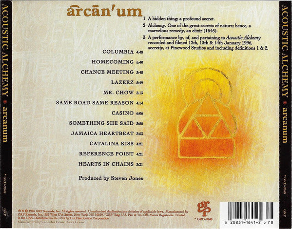 Acoustic Alchemy : Arcanum (HDCD,Album,Club Edition)