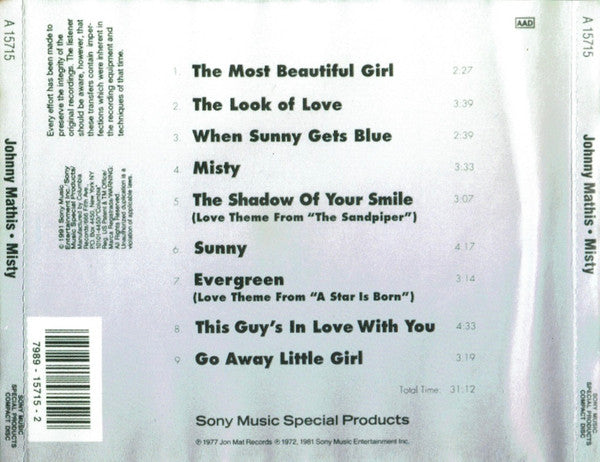 Johnny Mathis : Misty (Compilation,Reissue)