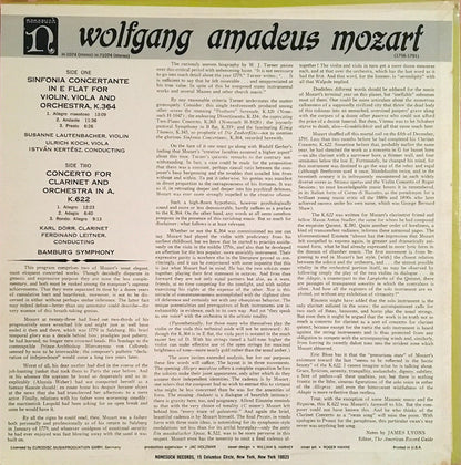 Wolfgang Amadeus Mozart, Bamberger Symphoniker : Concerto For Clarinet And Orchestra In A, K.622 / Sinfonia Concertante In E Flat For Violin, Viola And Orchestra, K.364 (LP,Repress,Stereo)