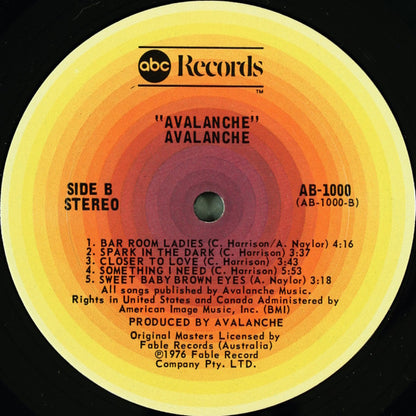 Avalanche (12) : Avalanche (LP,Album,Stereo)