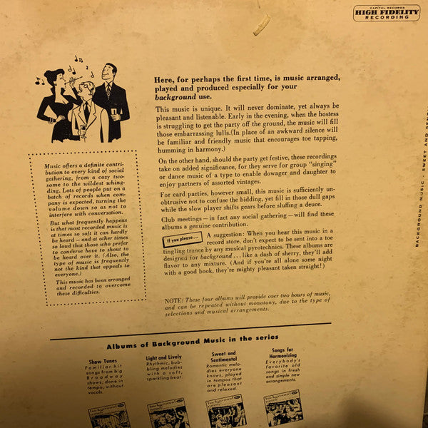 Bill Loose And His Orchestra, Jack Stern And His Orchestra : Background Music - Sweet And Sentimental (LP,Album)