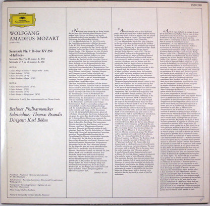 Wolfgang Amadeus Mozart, Berliner Philharmoniker • Karl Böhm, Thomas Brandis : "Haffner" - Serenade (LP,Album,Stereo)