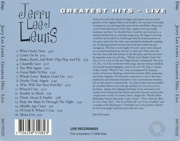 Jerry Lee Lewis : Greatest Hits Live (Compilation)