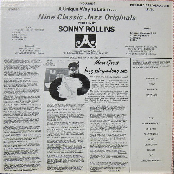 Jamey Aebersold : Sonny Rollins Nine Classic Jazz Originals (LP,Stereo)
