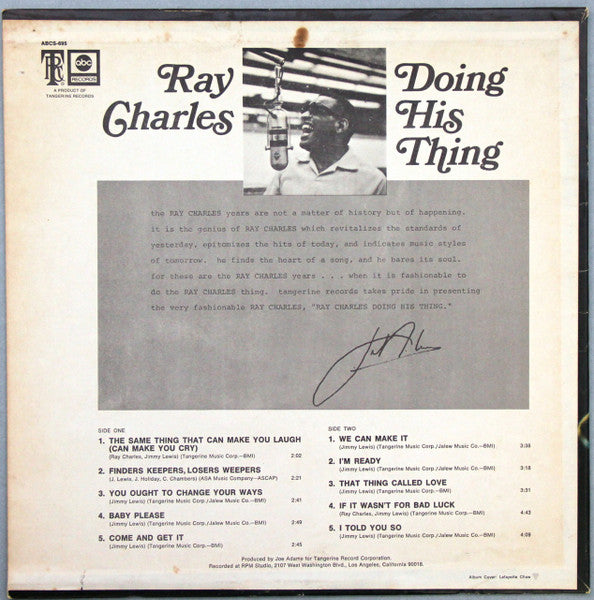 Ray Charles : Doing His Thing (LP,Album,Stereo)