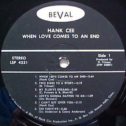 Hank Cee : When Love Comes To An End (LP,Album,Stereo)